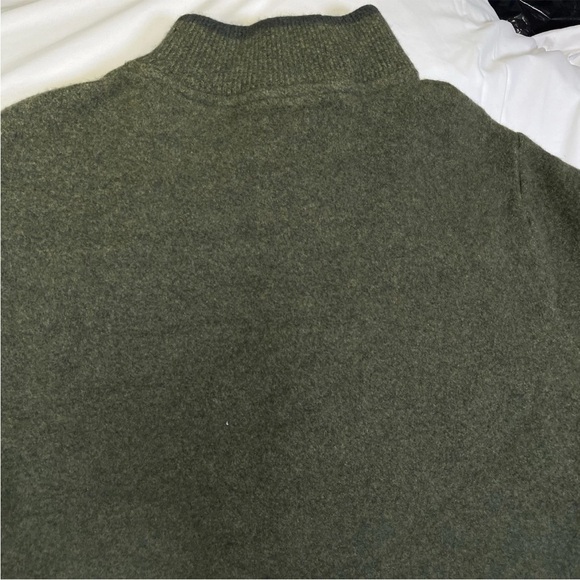 Lochaven of Scotland Sweater Mens M Moss Green 1/4 Zip 100% Wool Hunting Lodge - Picture 5 of 11